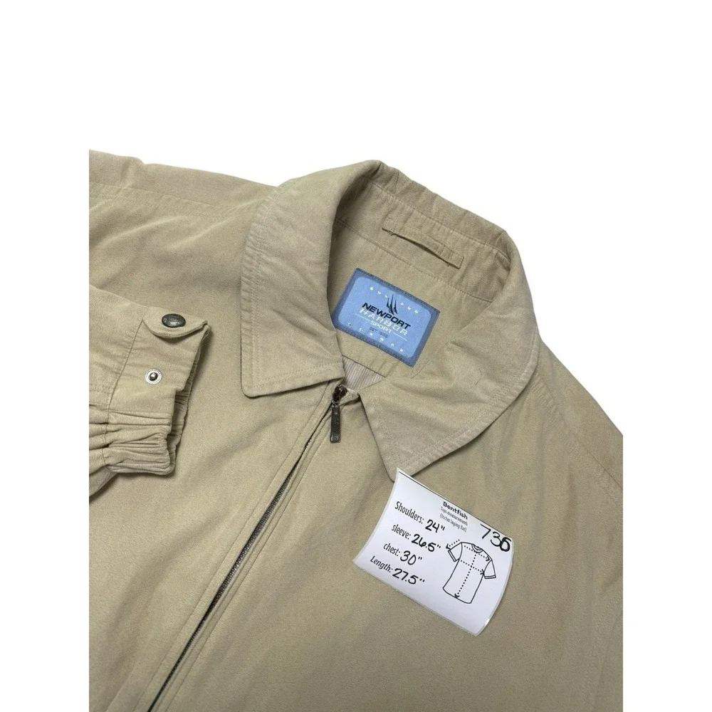 Vintage Newport Harbor Sport Tan Zip‎ Up Utility Pocket Jacket Coat Size XXL